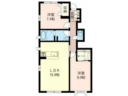 フェアリーコート I(2LDK/1階)の間取り写真