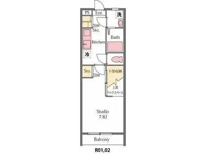 アバンス(1K/2階)の間取り写真