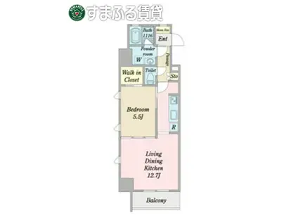 プロシード新安城(1LDK/6階)の間取り写真