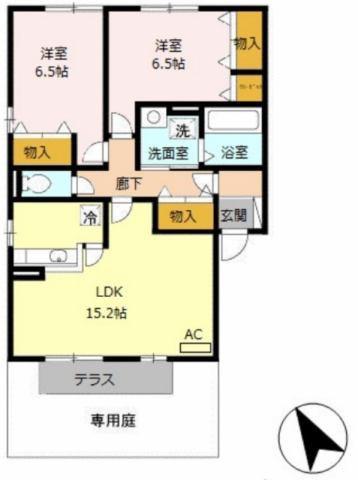 エリジオン(2LDK/1階)の間取り写真