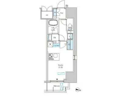ロイジェントパークス千葉中央(ワンルーム/9階)の間取り写真