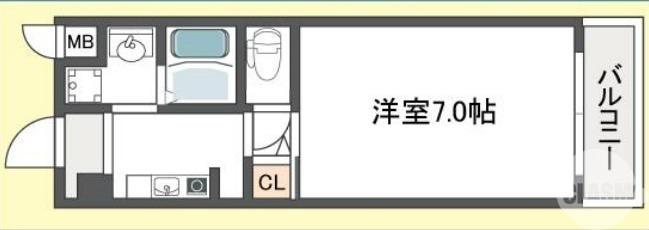 カーライル堺市駅前(1K/3階)の間取り写真