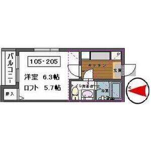 ファミリール山手(1K/2階)の間取り写真