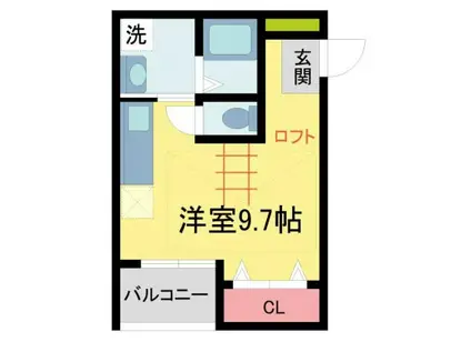 WIND BELL高司(ワンルーム/2階)の間取り写真