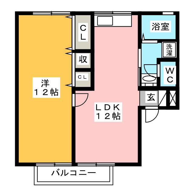 プラムヒルズ(1LDK/2階)の間取り写真