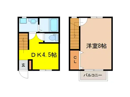 メゾネットK(1DK/1階)の間取り写真