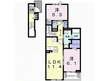 INFINI(2LDK/2階)の間取り写真