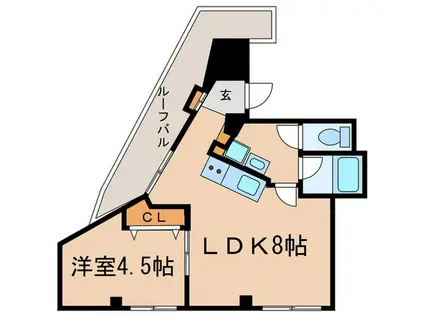 本町マンション(1LDK/4階)の間取り写真