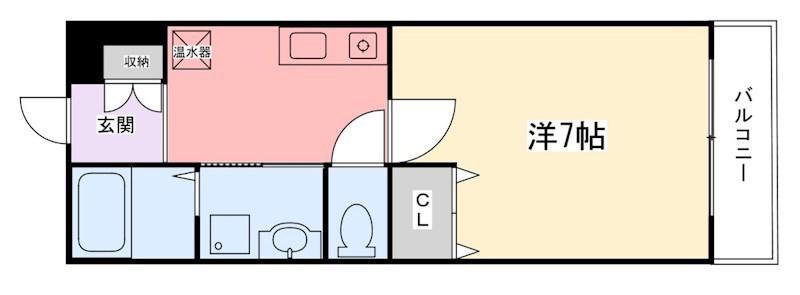 インタービレッジ船丘(1K/6階)の間取り写真