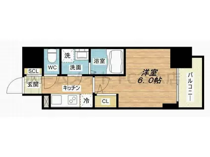 エスリード大阪城テラス(1K/12階)の間取り写真