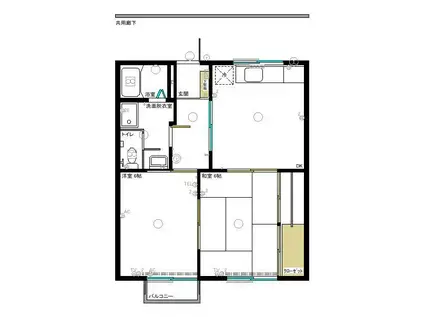 コーポハピネス(2DK/1階)の間取り写真