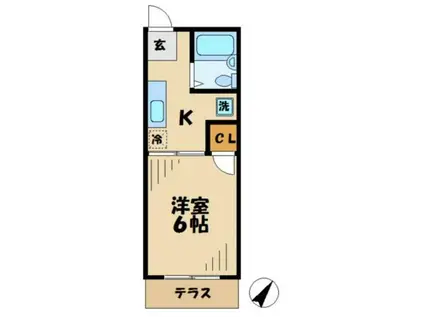 ホープヒルハウス(1K/1階)の間取り写真