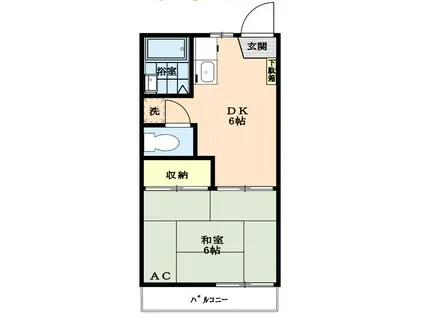 フォーブルかつら(1DK/2階)の間取り写真