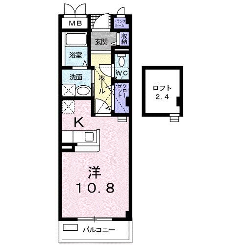 メゾン堂ノ前A棟(1K/2階)の間取り写真