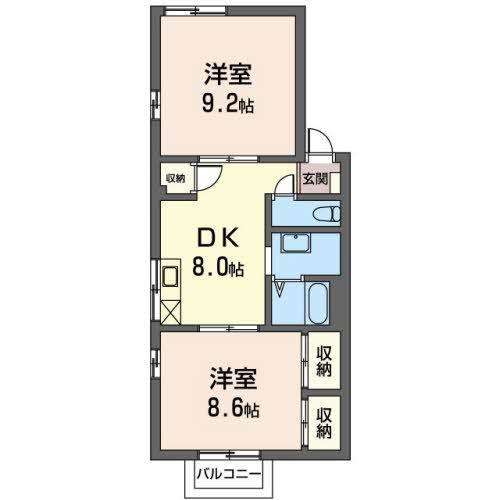 アーク プラザ B(2DK/1階)の間取り写真