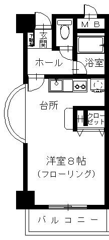 カーサ中島(1K/4階)の間取り写真