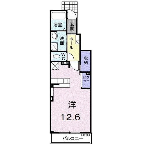 イルマーレ B(ワンルーム/1階)の間取り写真