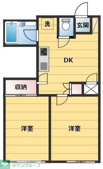 セントラル経堂(2LDK/2階)の間取り写真