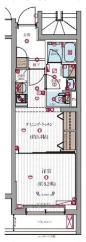 ミライズ東京イーストレジデンス(1DK/2階)の間取り写真