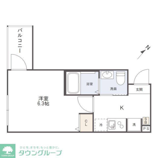 グランスクエア相模原(1K/1階)の間取り写真