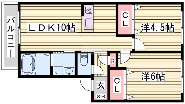 シャーメゾン西蒲田II(2LDK/2階)の間取り写真