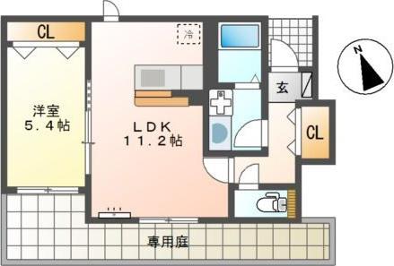 ファミール(1LDK/1階)の間取り写真