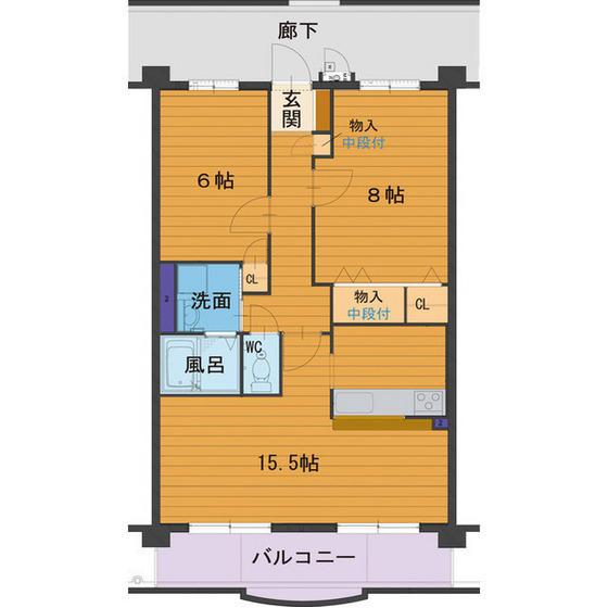 ハートフルマンション VILLA LUNA(2LDK/3階)の間取り写真