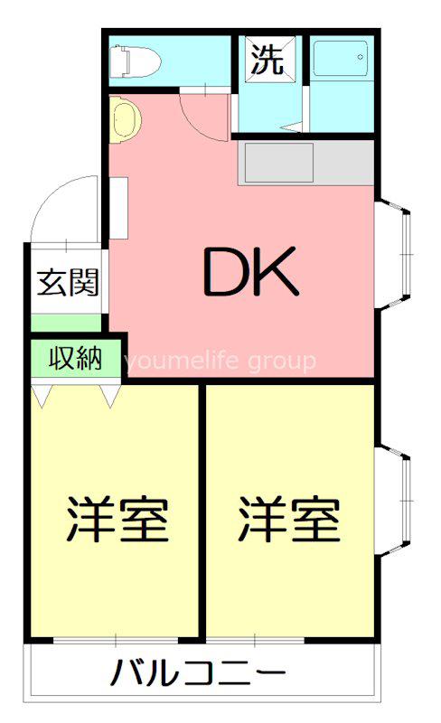 アーキハイム(2DK/2階)の間取り写真