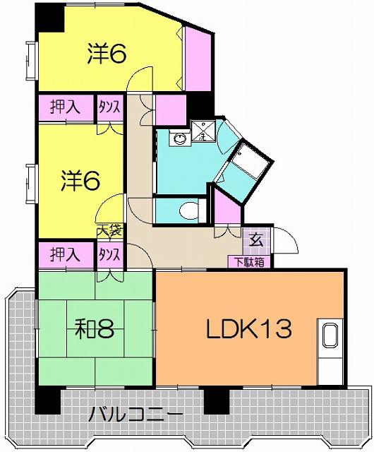 コンフォート木田(3LDK/3階)の間取り写真