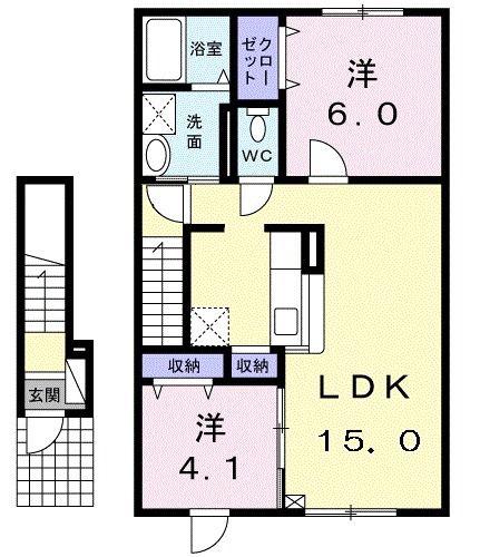 ラ ヴィータ エテルナ(2LDK/2階)の間取り写真