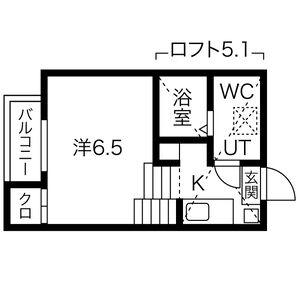 H&S黒川(1K/2階)の間取り写真