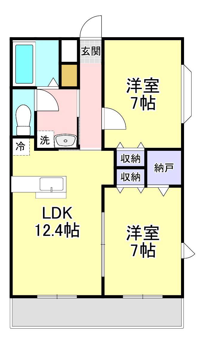 ソルトレークシティC棟(2LDK/1階)の間取り写真