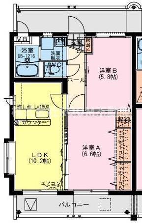 T・ONE(2LDK/1階)の間取り写真