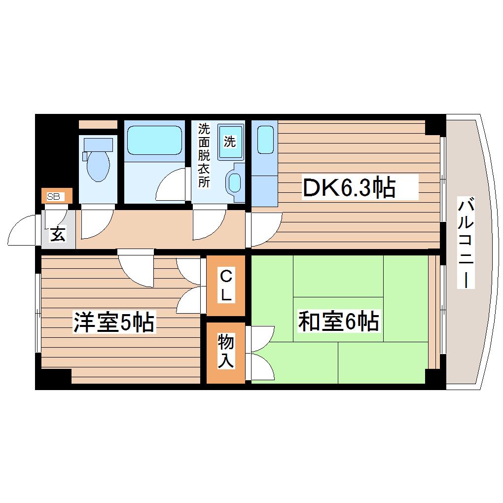 ロイヤルヒルズ柳生III(2DK/5階)の間取り写真