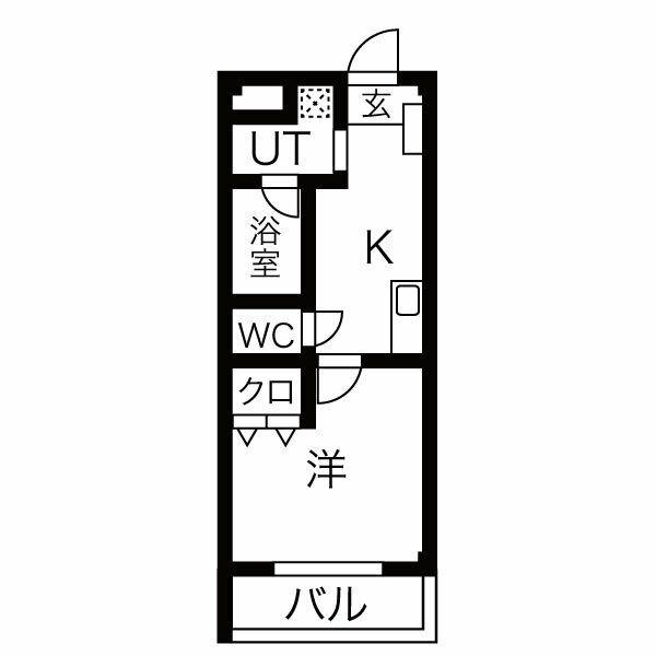 スカイパレス山之手(1K/4階)の間取り写真