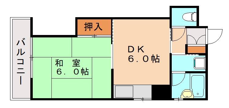 駅東レジデンス(1DK/3階)の間取り写真