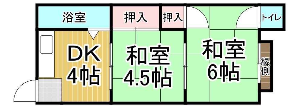 なには文化(2DK/1階)の間取り写真