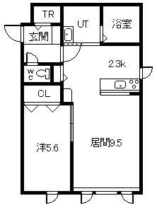 フルール(1LDK/1階)の間取り写真