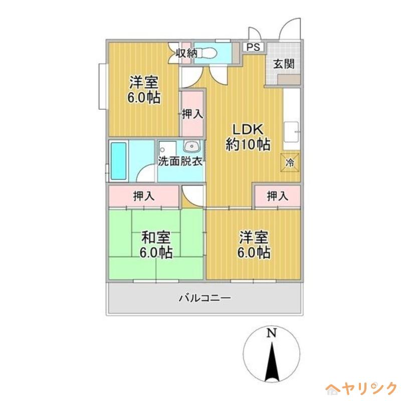 マンション和楽(3LDK/2階)の間取り写真