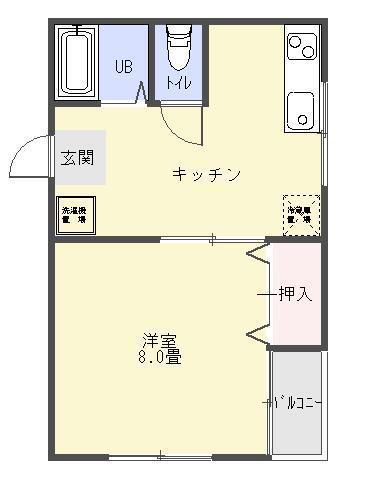 ガーデンシティ川崎(1DK/2階)の間取り写真
