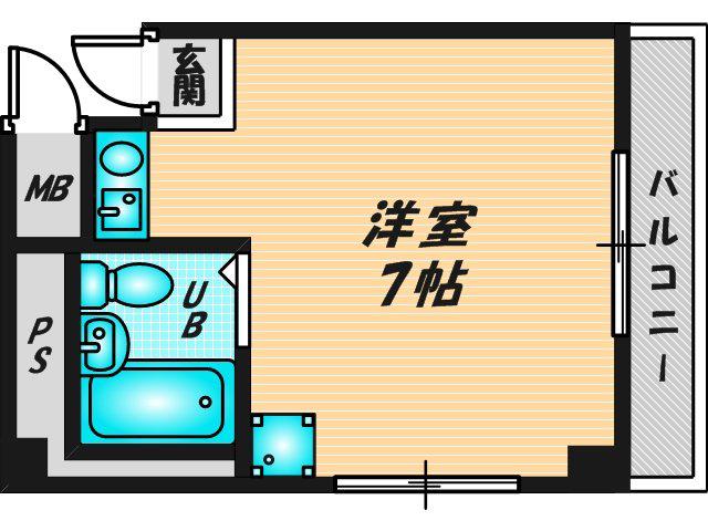 コシベ八戸ノ里(ワンルーム/2階)の間取り写真