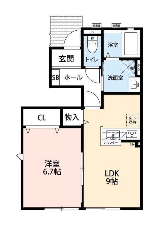 パストラル沼 Ⅰ(1LDK/1階)の間取り写真