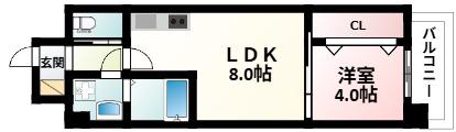 ライフステージ江坂南(1LDK/4階)の間取り写真