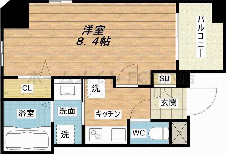 アクアプレイス南堀江(1K/5階)の間取り写真