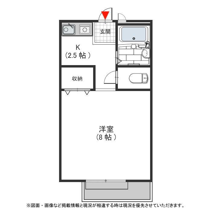 グリーンビレッジはびきの(1K/2階)の間取り写真