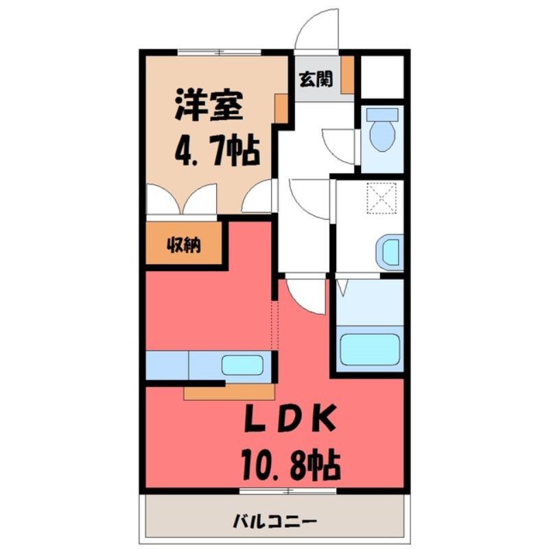 クレッシェンド(1LDK/1階)の間取り写真