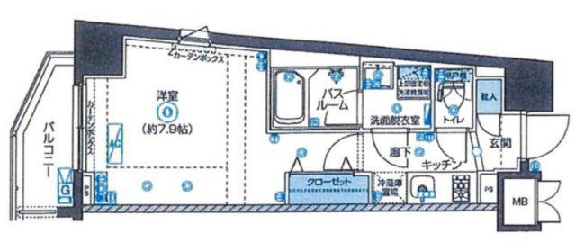ZOOM南麻布(1K/3階)の間取り写真