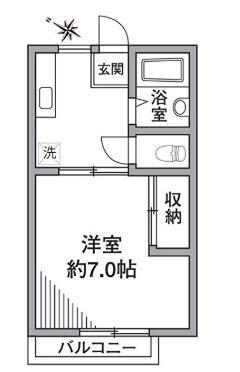 クレッシェンドK(1K/1階)の間取り写真