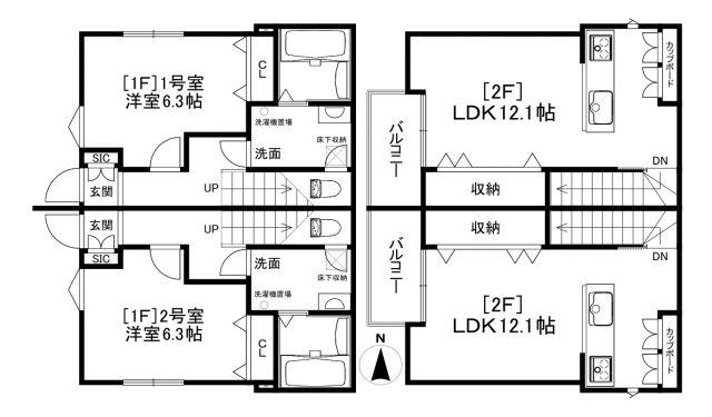 プランドールMONA(1LDK/1階)の間取り写真