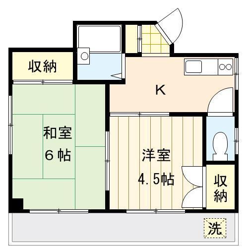 山浦ビル(2K/2階)の間取り写真